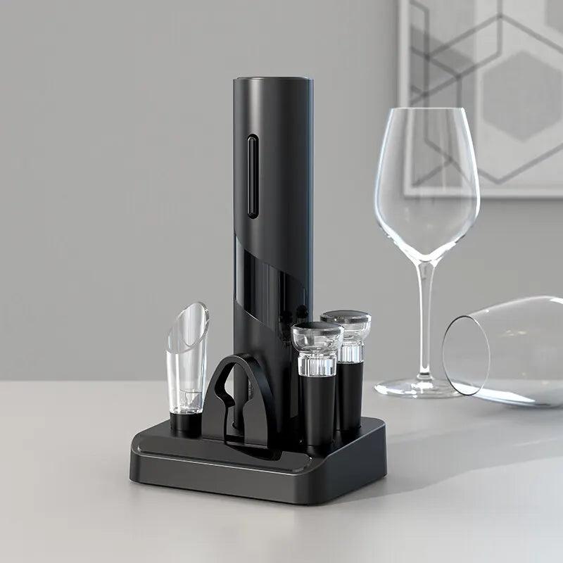 Abridor de vinho elétrico preto, saca-rolhas automático, criativo abridor de vinho, carregamento USB. - dk digital