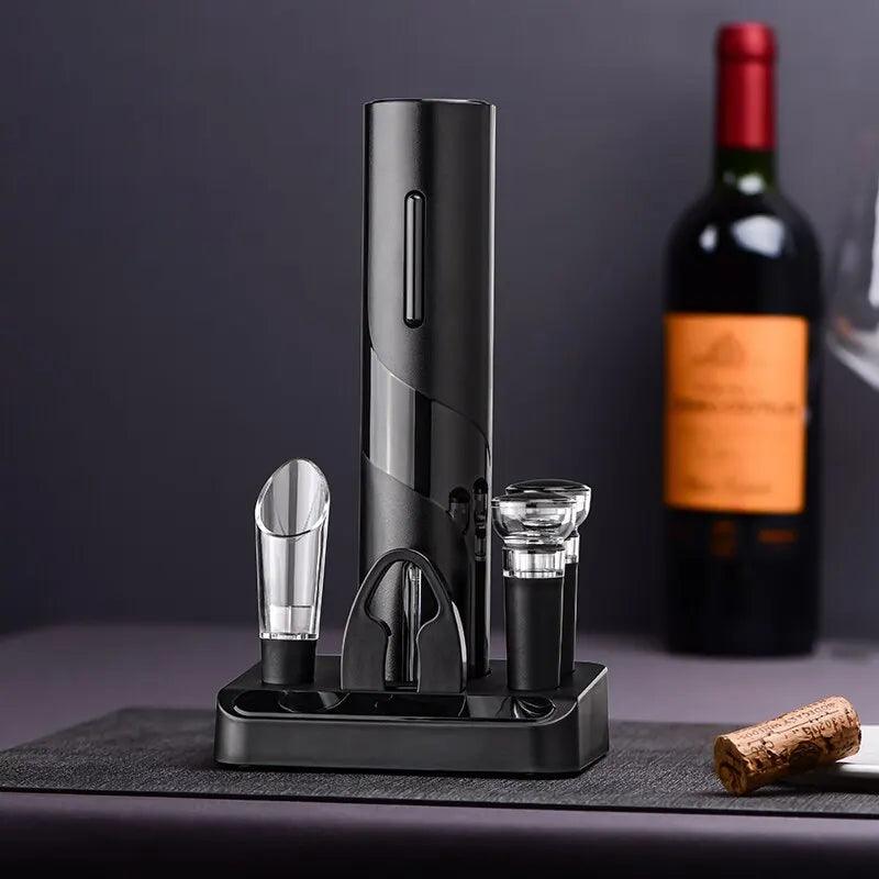 Abridor de vinho elétrico preto, saca-rolhas automático, criativo abridor de vinho, carregamento USB. - dk digital