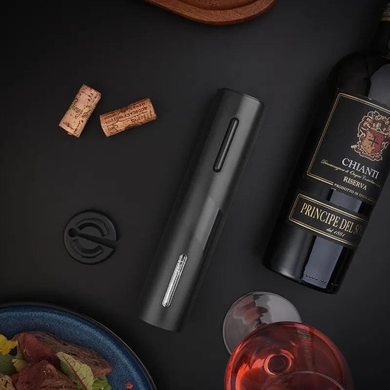 Abridor de vinho elétrico preto, saca-rolhas automático, criativo abridor de vinho, carregamento USB. - dk digital