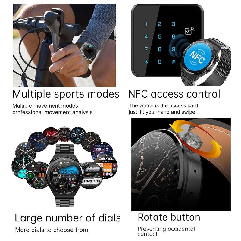 GT3 Pro Smartwatch à prova d'água para homens, tela HD, freqüência cardíaca, chamada Bluetooth, Huawei, Xiaomi, NFC, IP68, 390x390, 2023 - dk digital